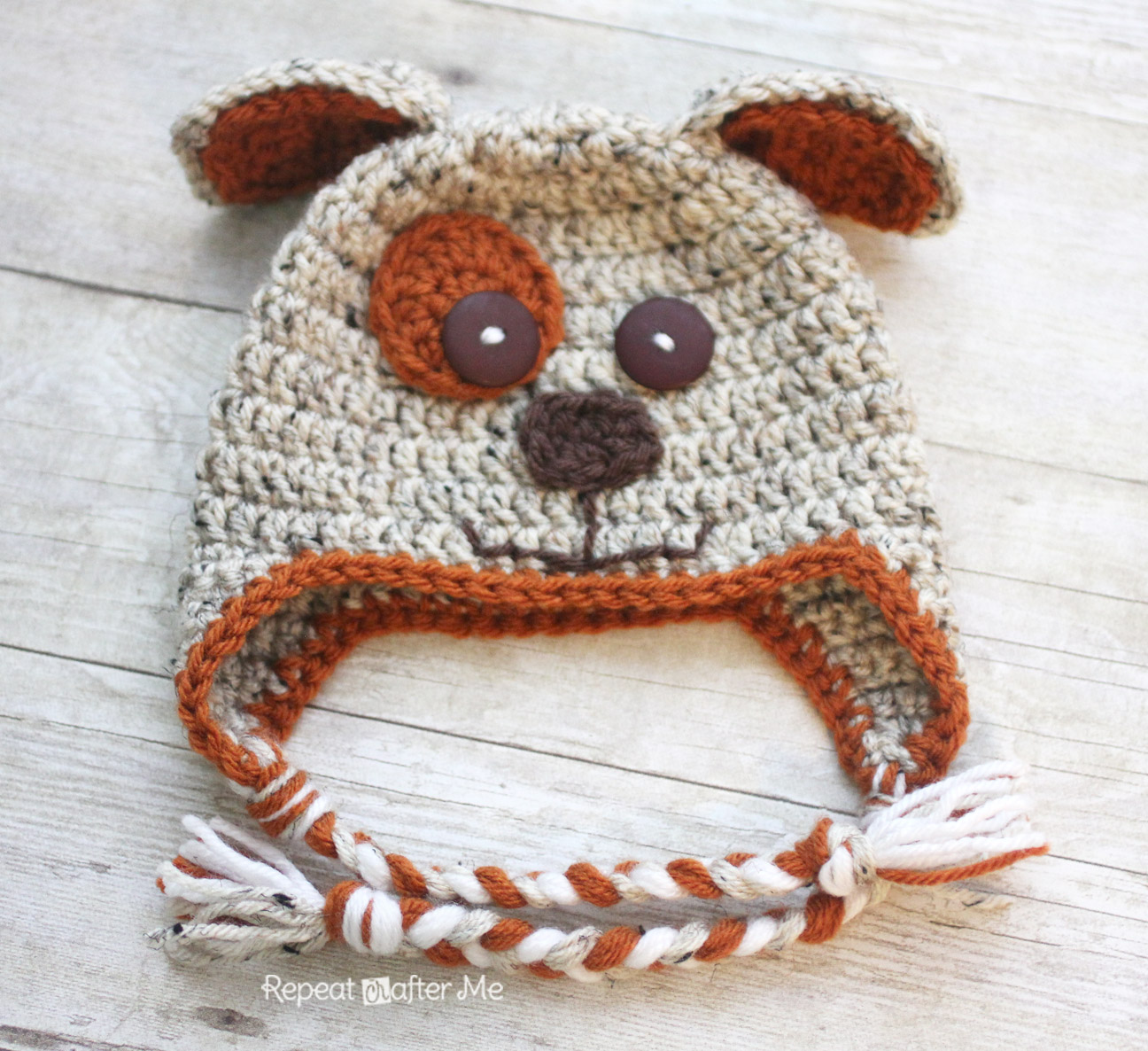 Crochet Puppy Hat Pattern - Repeat Crafter Me